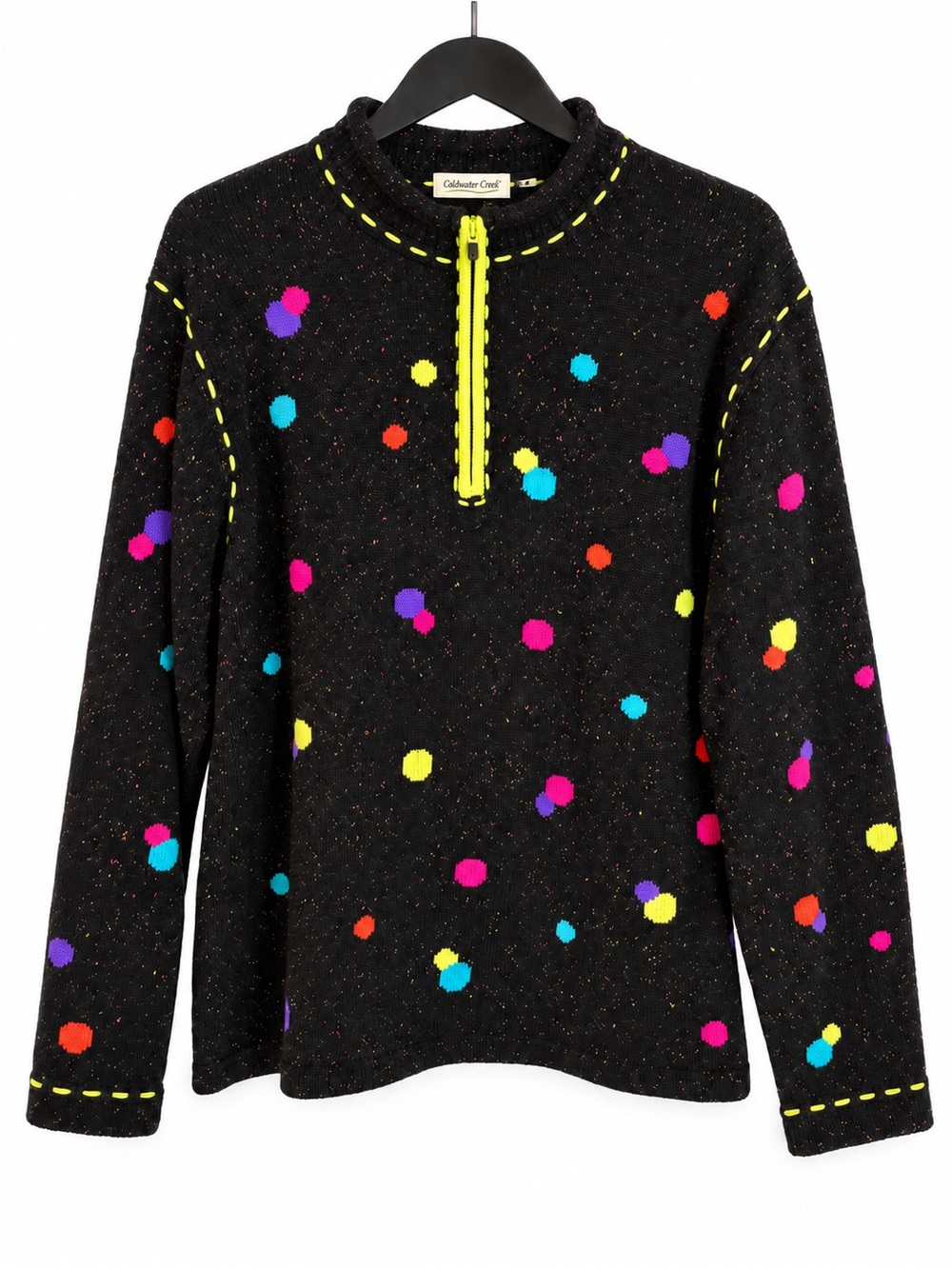 Vintage Coldwater Creek Multicolor Dot Zip Cardigan Sweater Women’s Plus Sz. 2X